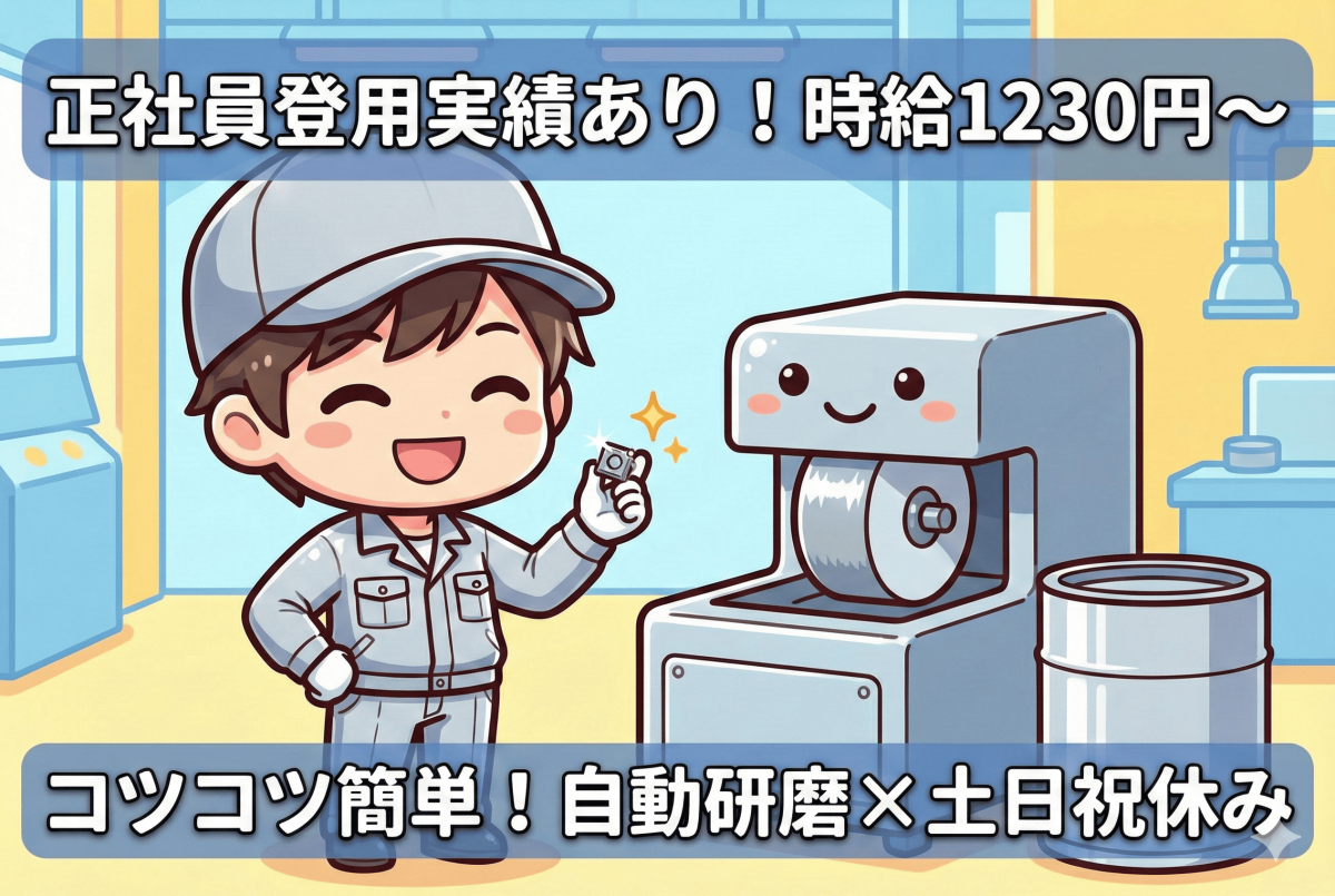 金属部品の仕上げ作業//残業ゼロで定時退社！/年間休日125日～！/白河近郊！