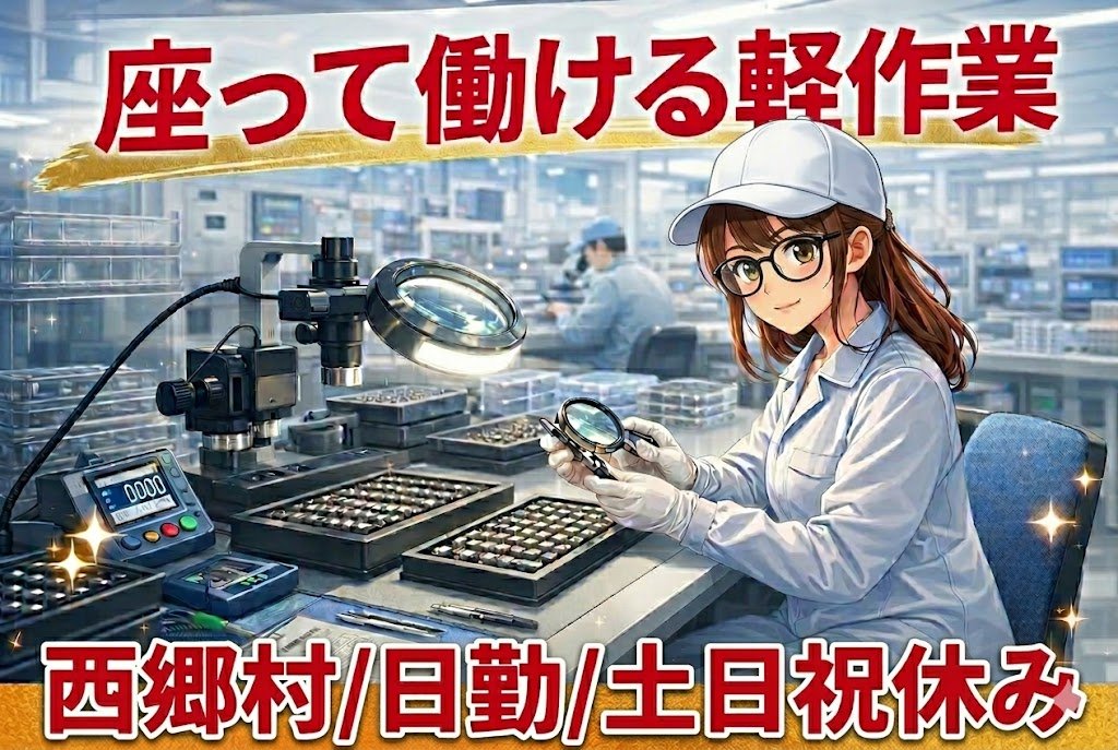 電子部品の外観チェック作業//座り作業で負担少なく/モクモク自分のペースでお仕事可