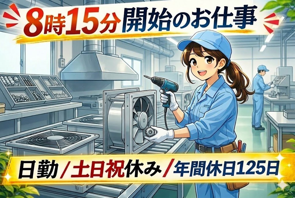 換気デバイスの製造//日勤固定でプライベート充実/直接雇用制度/丁寧な研修で安心