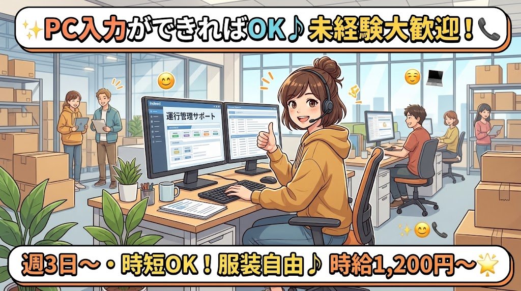 物流センターの運行管理サポート事務//勤務日数相談可/時短勤務OK