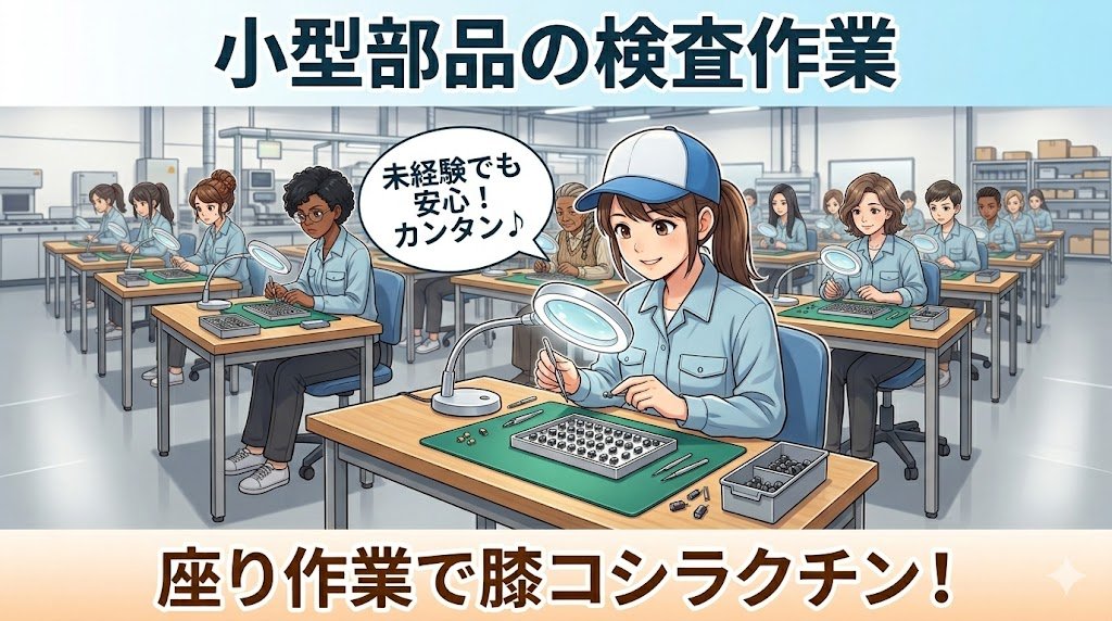 小型部品の外観検査作業//少数枠の急募案件！/座り作業でヒザコシラクチン