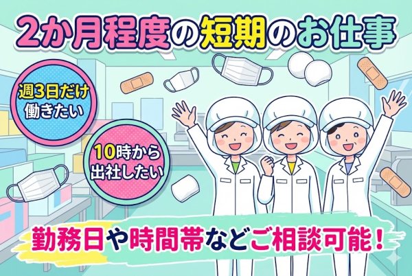 手の平サイズの製品の袋詰め作業//短期/短時間OK//勤務日数も応相談 サムネイル