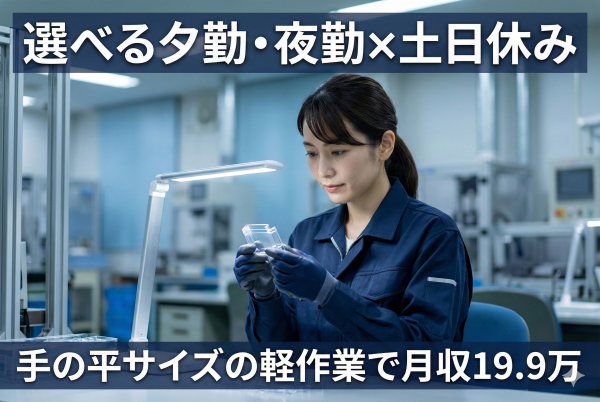 軽量プラスチック部品の検査作業//残業少ない/軽作業/勤務選べる サムネイル