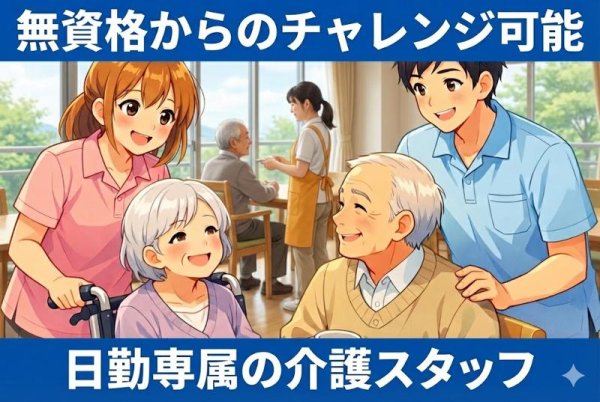 介護サポートスタッフ//日勤のみの介護のオシゴト/未経験からスタート可