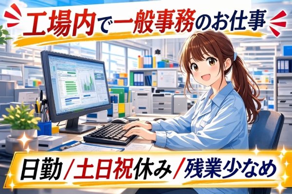 オフィスで事務アシスタント//日勤/土日祝休み/残業なし/正社員登用制度あり
