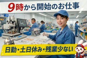 細長い医療器具への取付け作業//9時からお仕事/時給1250円/年間休日120日以上